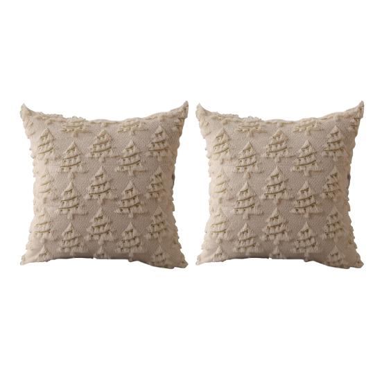 2 ks Povlaky na polštáře s vánočním stromkem, Měkké plyšové povlaky na vánoční polštáře, Pohovka, Postel, Pratelné, Dekorativní povlaky na polštáře