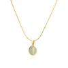 Neue Persönlichkeit Mode Goldfarbe Edelstahl Opal Anhänger Halskette für Damen Luxus Schmuck Zubehör Geschenk Farbecht