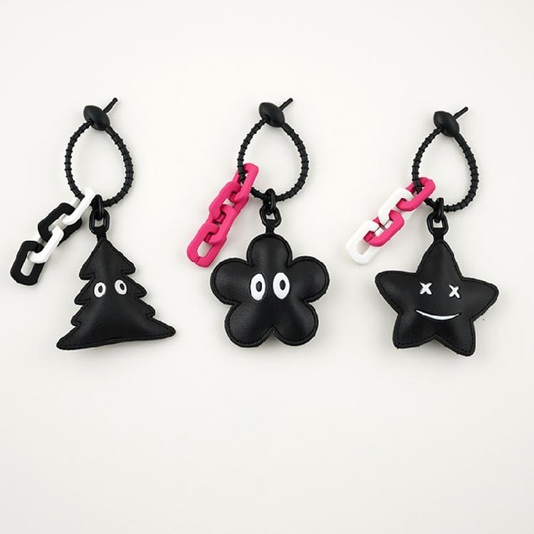 PU Flower Tree Star Pendant Keychain Cable Tie Keyring Bag Accessory Key Holder