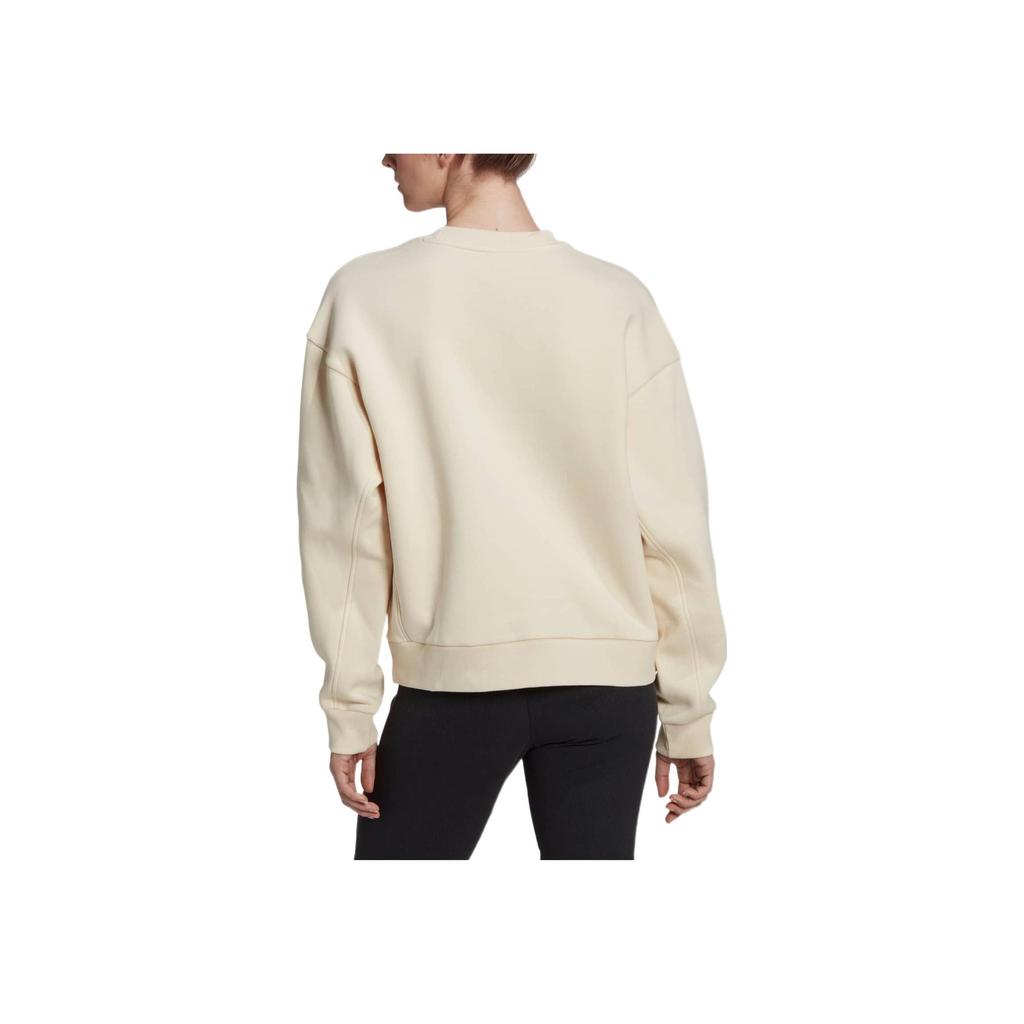 adidas Solid Color Logo Print Crew Neck Pullover Sweatshirt Women Tops Apricot HN4220