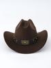 Brown felt western cowboy hat retro bull head rivet locomotive tough guy outdoor trendy man personalized wide brim hat