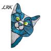 Cat Lover Gift for Windows Stained Glass Window Cling, Vintage Colorful Kitty Decal, Removable Static Artistic Decoration Sticker Door Wall