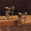 1PC Vintage Brass Frog Wizard Statue Desktop Ornament Metal Cute Figurines Miniatures Home And Office Decoration Car Ornaments