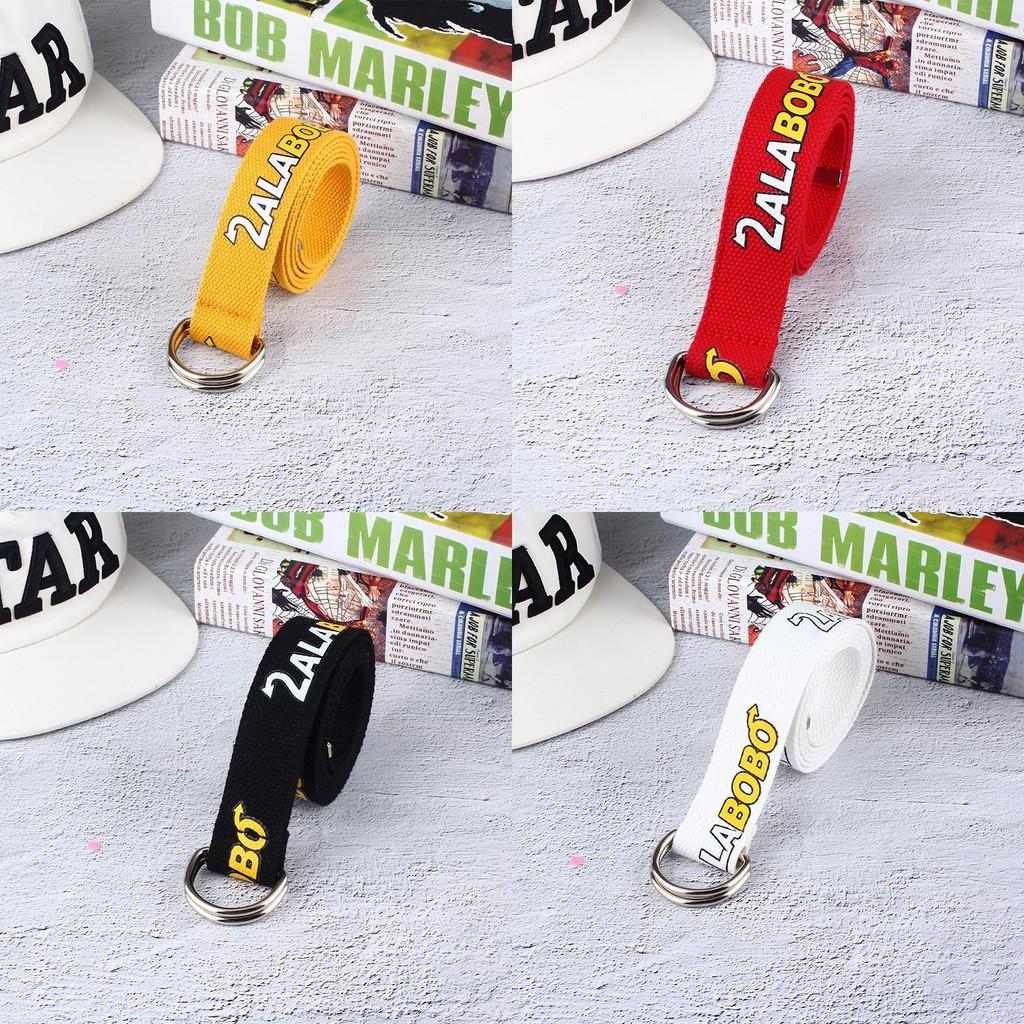 Fashion Letter Pattern Neutral Casual Nylon Waist Belt With Double Design Buckle