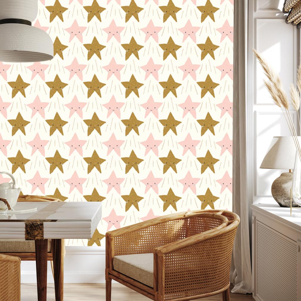 Nice Smiling Stars Wallpaper for Living Room and Bedroom 50x1000