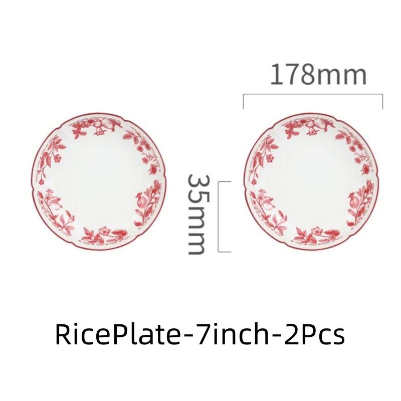 Ceramic Tableware Flower Pattern Bowl Plate Dish Dinner Plate Bread Dish Party Home Dinnerware Table Decoration Kitchen Utensils