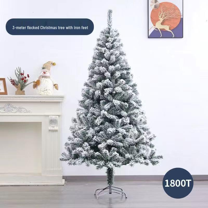 Luxury Flocked Christmas Tree Package: 1.2/1.5/1.8/2.1 Meters - Dense Snowfall Decoration