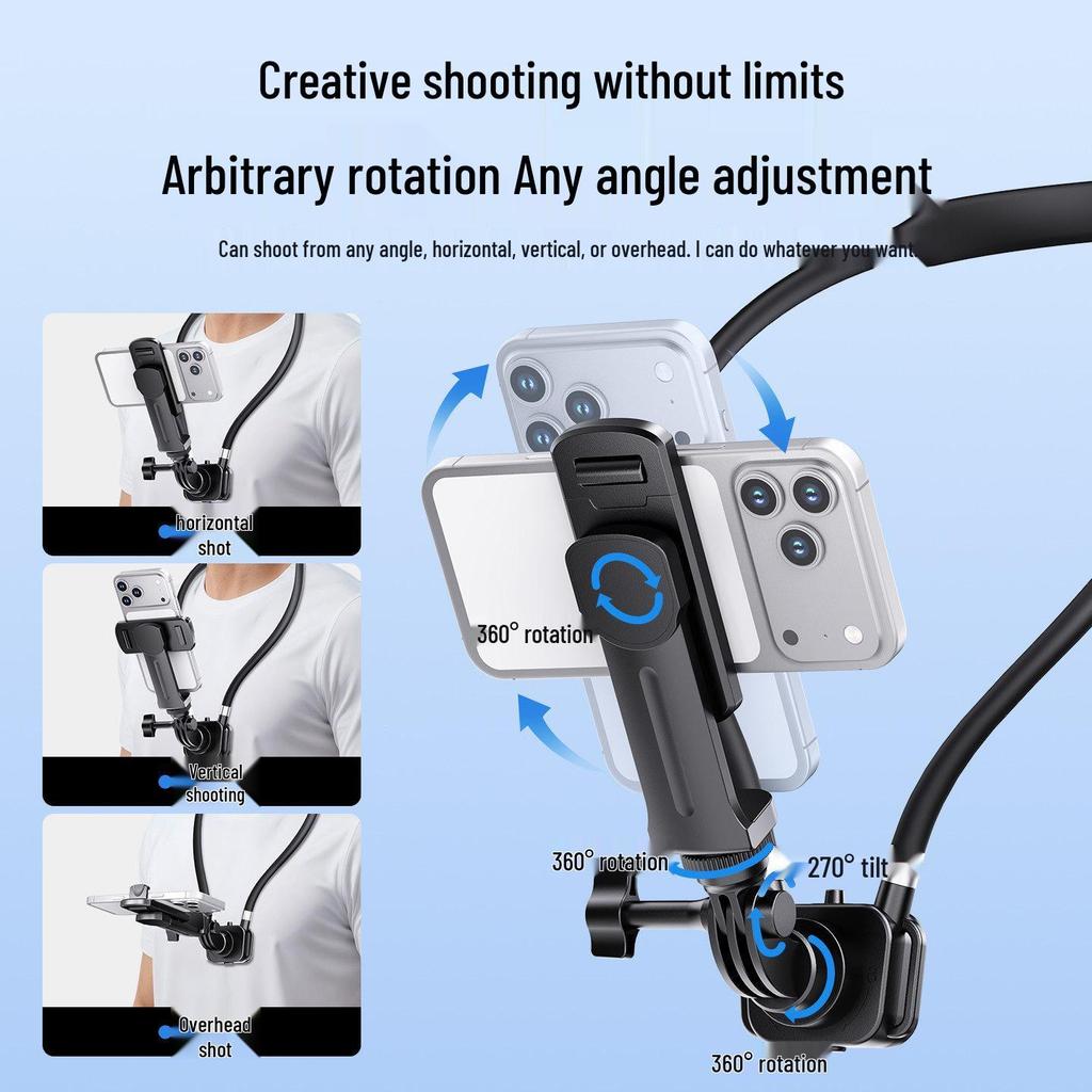 Neck & Chest-Mounted Magnetic Phone Holder for First-Person Vlogging & Sports Camera Shooting