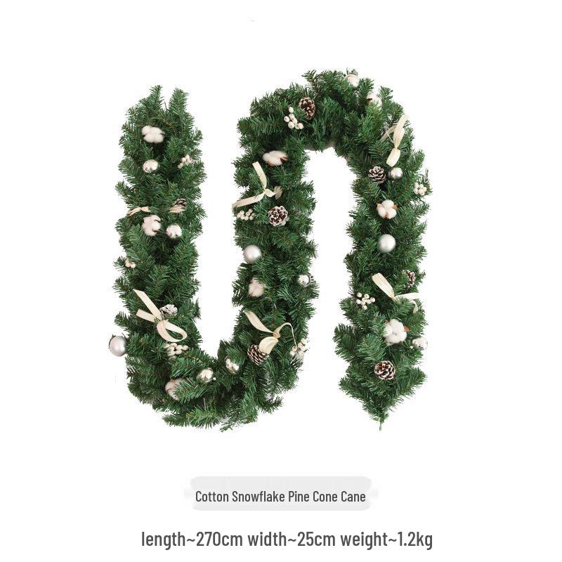 2.7m Christmas Garland with Pine Cones, Ornaments, Handrail & Banister Decoration - In Stock.