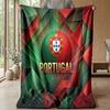 Portugal Football Printed Flannel Blanket Skin Friendly Warm Decorative Throw for Indoor Couch Bed Daily Use