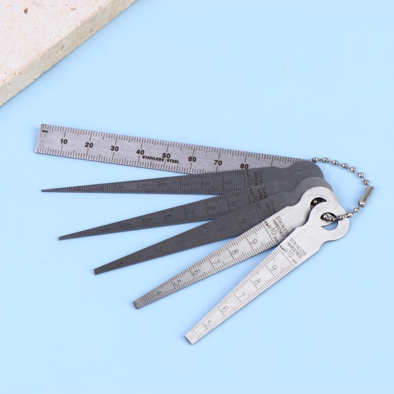 6Pcs/Set Feeler Measuring Tool Taper Gauge Gap Gage Stainless Steel Welding Taper Feeler Gauge Rulers Hole Inspection Tool 6Pcs