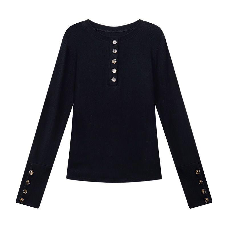 Design-Forward Slim-Fit Open-Neck Long-Sleeved Base Shirt - Spring New Arrival
