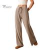 Relaxed Fit Women Bottoms Pants Casual Wide Leg Trousers Elastic Waist Adjustable Drawstring Solid Color Loose Work Travel Daily Wear