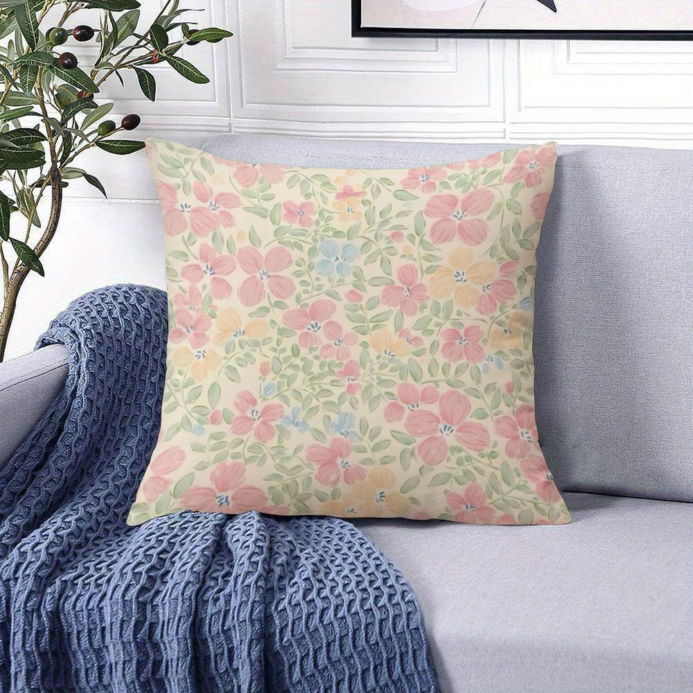Ditsy Garden Square Jacquard Pillow Cover for Sofa Office Waist Cushion Cover Home Decorative Pillowcase