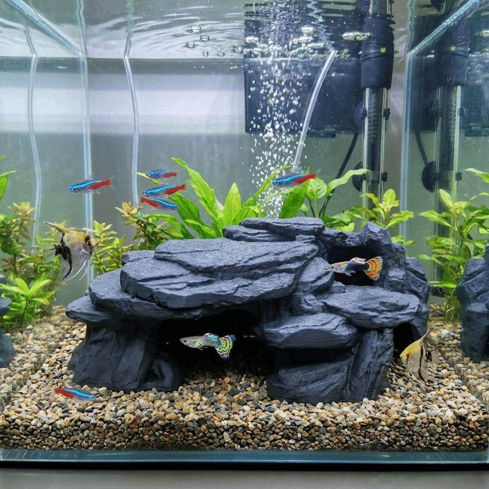 Realistic Texture Fish Tank Rockery Ornaments 3D Printing Fish Hiding Cave  Aquariums