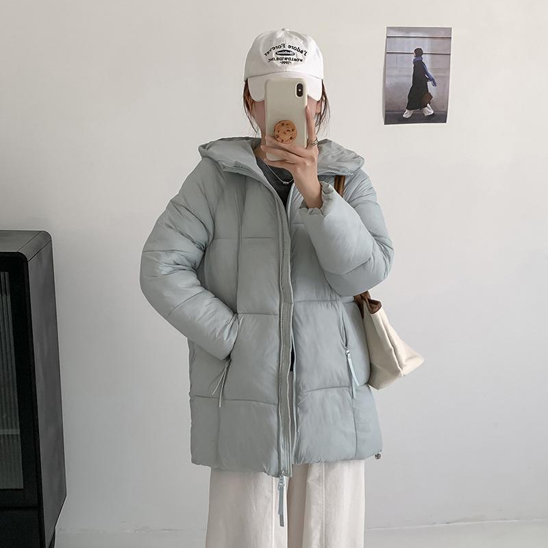 Winter new down cotton-padded clothes women's medium and long thickened cotton-padded clothes fashionable versatile hooded loose cotton-padded jacket
