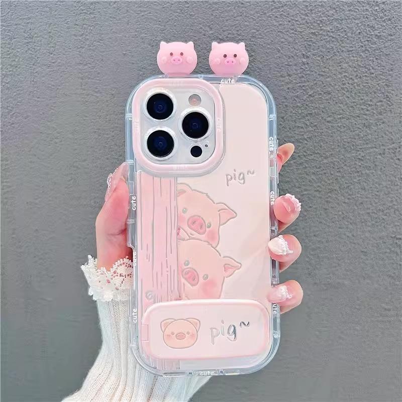 Probe Piggy for Apple 16 Feather Cream Phone Case for IPhone15promax Cartoon 14/13