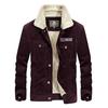 Winter Nieuwe Opstaande Kraag Corduroy Heren Losse Grote Maat Jas met Fleece en Dikke Jas