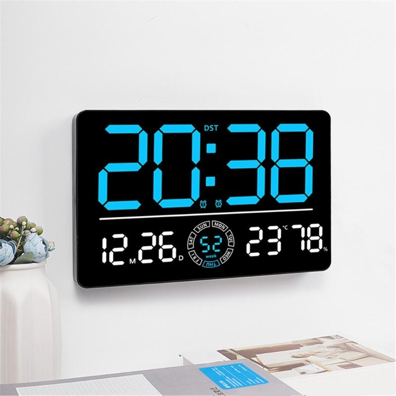 LED Digital Clock Auto Time Sync Large Display with 2 Alarm and Countdown Functions Temperature Display for Home Office