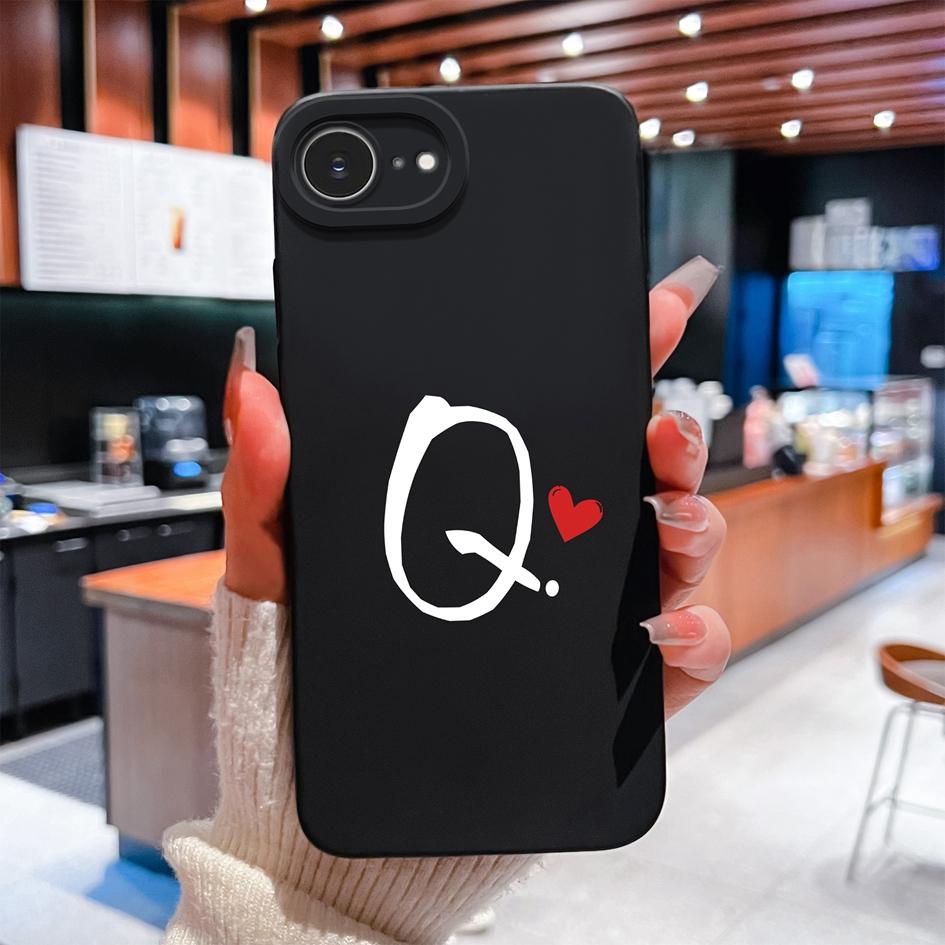 Phone Cover For Apple iPhone 16e 16 15 14 13 Pro Max Plus Pretty Red Love Heart Letter Pattern Soft Silicone Anti Fall Protective Case For Apple Shell