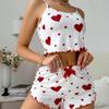 Fashion Women Pajama Sets Love Print Sleeveless Top Shorts 2 Piece Sleepwear Casual Fashion Nightwear Femme Pyjamas Tops Pants Suit