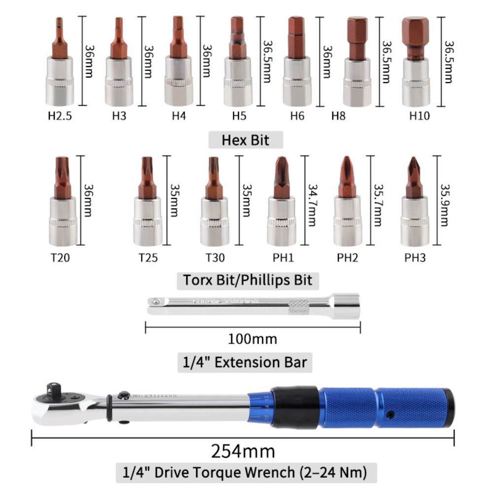 Double-direction Ratchet Bicycle Automotive Tool Ratchet Torque Wrench Set  Cycling Accessories