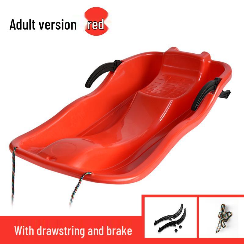 87cm Double Snowboard Sled with Brake and Rope for Adult Skiing