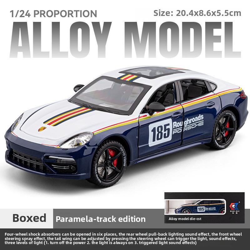 Spray 1/24 Porsche Panamera Supercar Model with Sound Light Collection Miniature Voiture Diecast Toy Vehicle Children Boy Gift Hobby