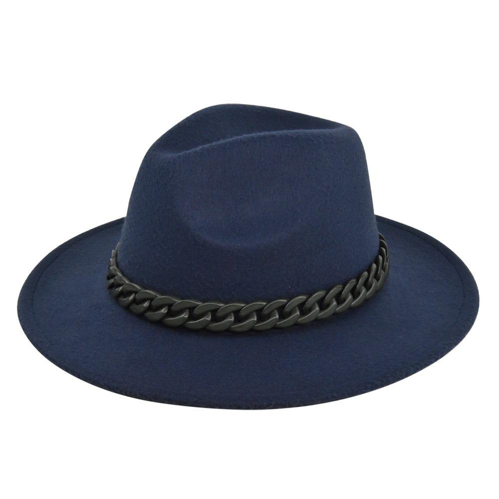 British retro jazz hat easiest for match chain hat women's large brim woolen hat felt hat imitation sheep hat flat brim hat no