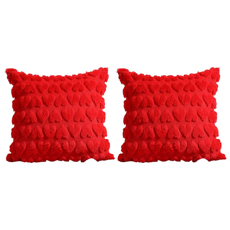 

2 шт. плюшевая наволочка с сердечками для подушки, белая, розовая, бежевая, мягкая наволочка для подушки, диван, кресло для гостиной красный