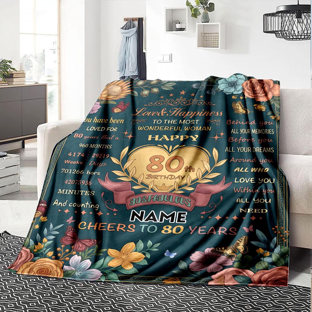 Happy 80Th Birthday Throw Blanket Soft Cozy Perfect For Sofa Couch Office Bed Picnics For All Occasions Cozy Home Lovers Unique Gift For Family And