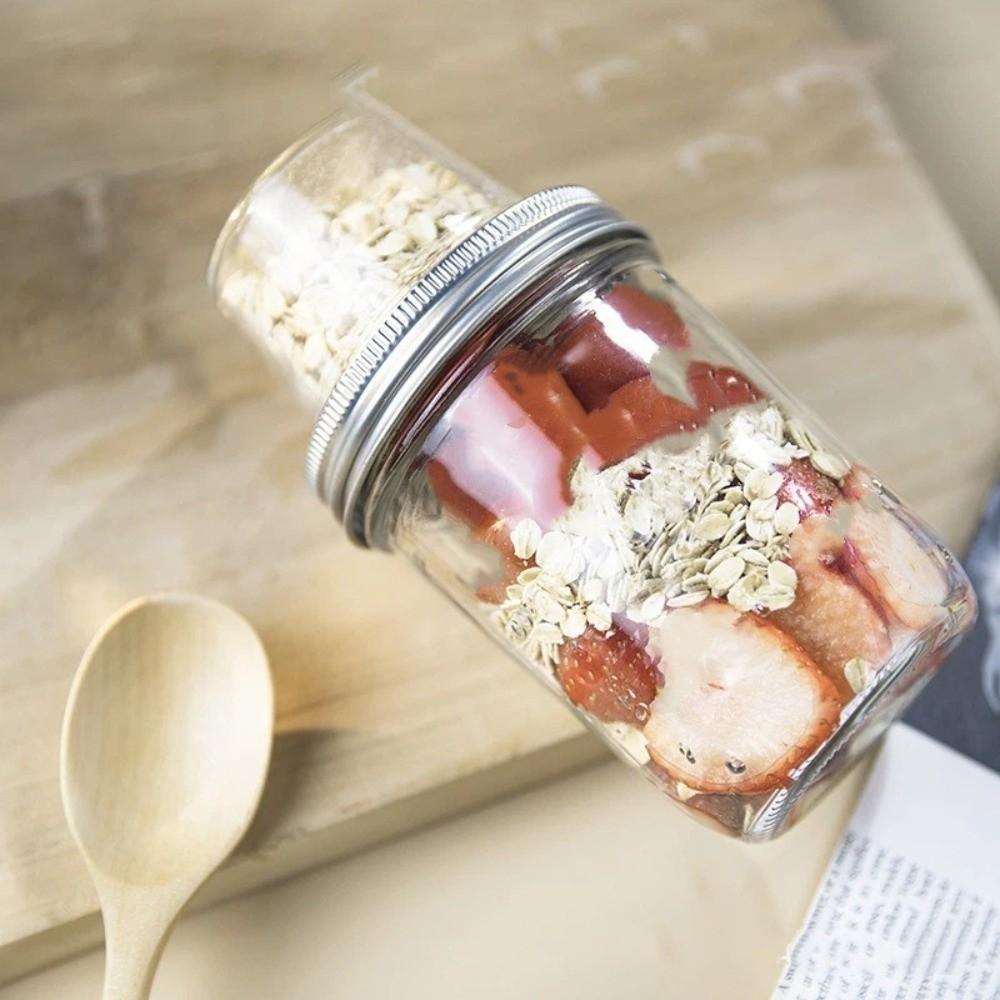 Dry Wet Separation Overnight Oats Containers Dual-Layer Mason Jars Glass Sealed Jar  Food Storage