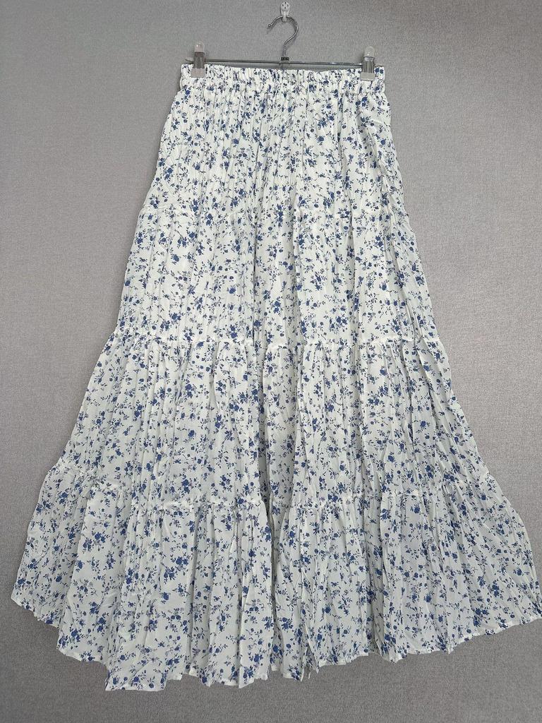 2024 French Retro Floral Pleated High-Waist Maxi Chiffon Skirt