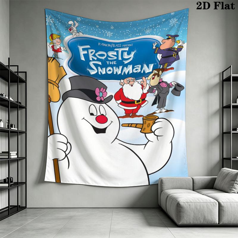 Frosty the Snowman Wall Tapestry Aesthetic Wall Hanging Printed Fabric Blanket Decorative Tapestries for Bedroom Living Room Home Decor