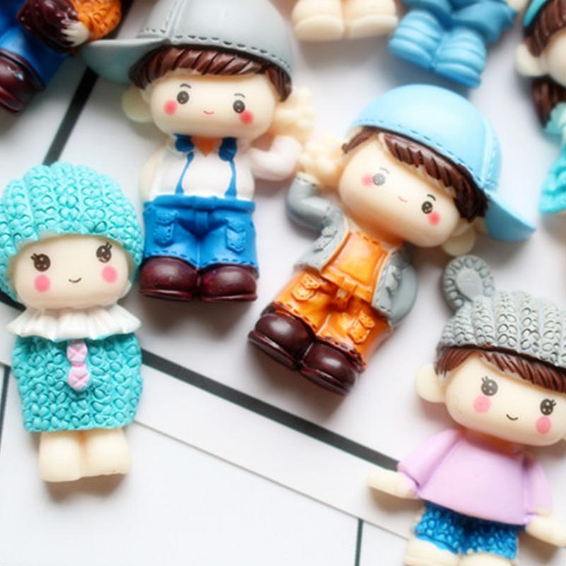 1PC Cute Cartoon Resin Boy Girl Child Cream Mobile Phone Case Laptop DIY Decoration Sticker for Students Phone Accessories