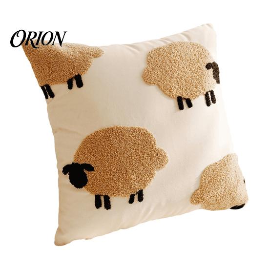 Washable Plush Pillow Protector Fuzzy Sheep Cushion Case, Cute Lamb Throw Cover, Fluffy Decorative Case Textured Pillowcase for Sofa Couch Living Room