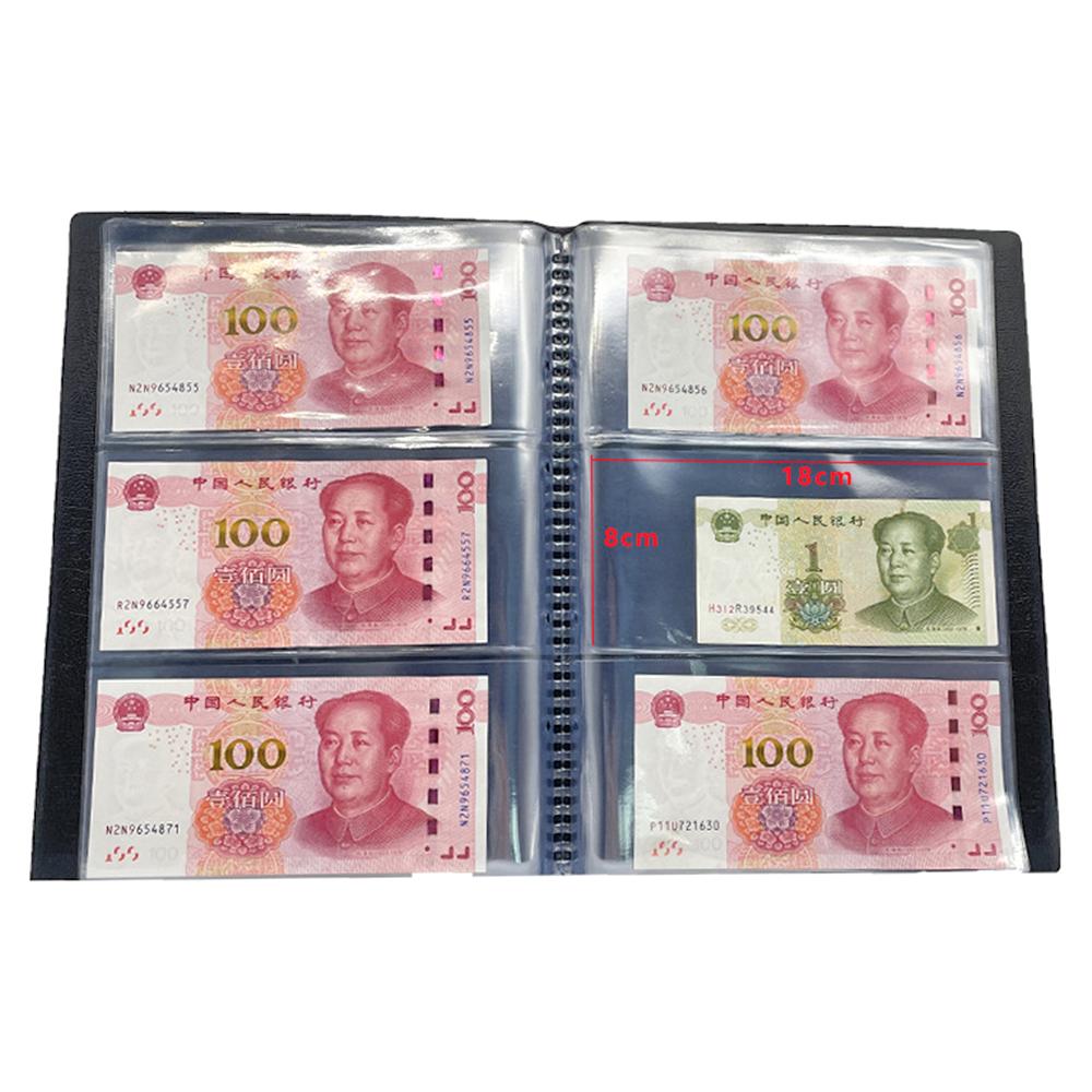 Coleção de Dinheiro de Papel de Folha Solta Álbum de Couro de Coleção Bolsos Colecionando Dinheiro