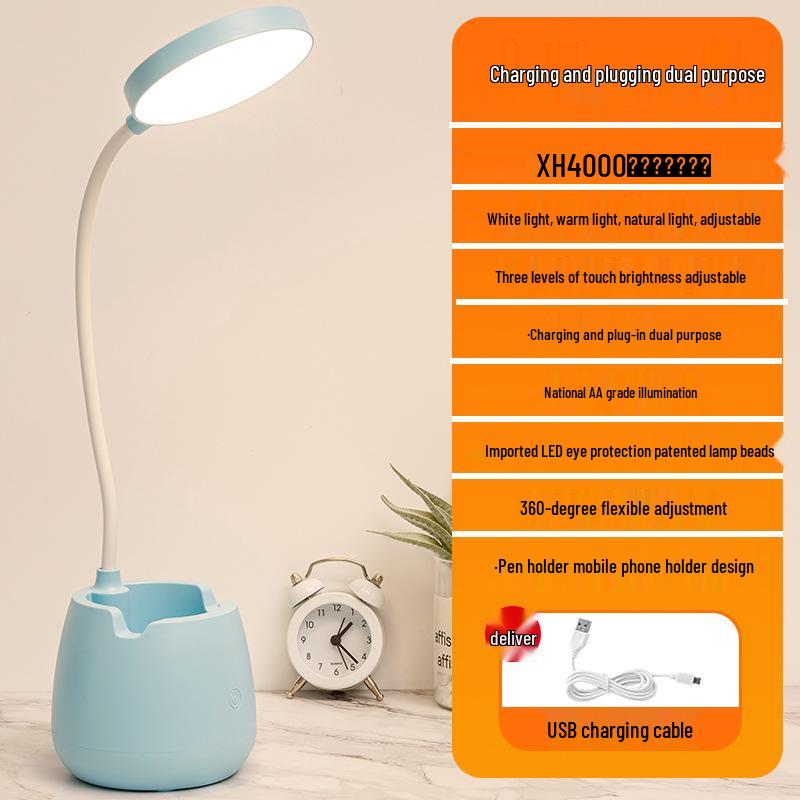 Rechargeable LED Desk Lamp for Eye Protection - Ideal for Studying, Dorms, Bedrooms, and Bedside Reading
