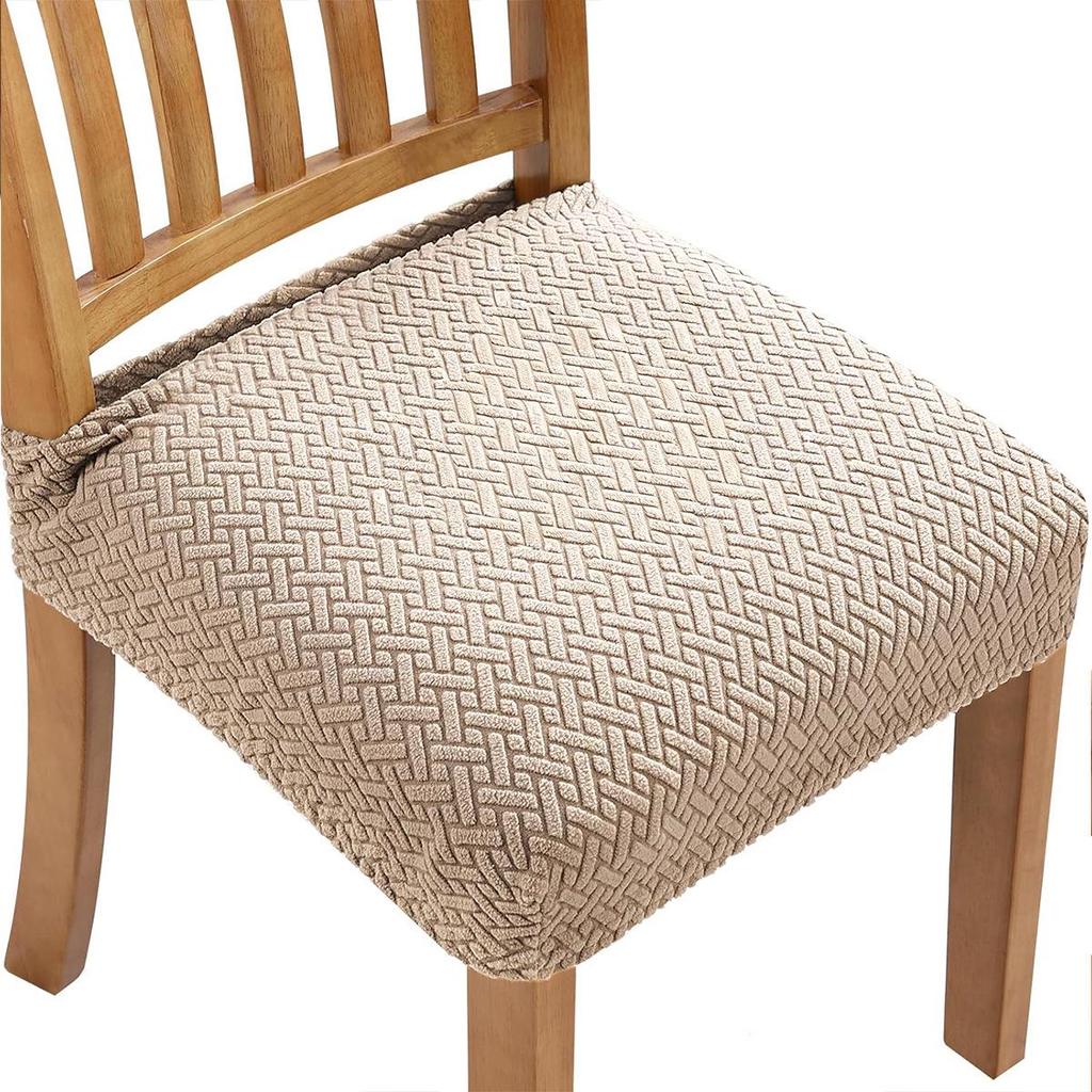Elastic Solid Color Stretch Jacquard Chair Cushion Cover for Dining Chairs