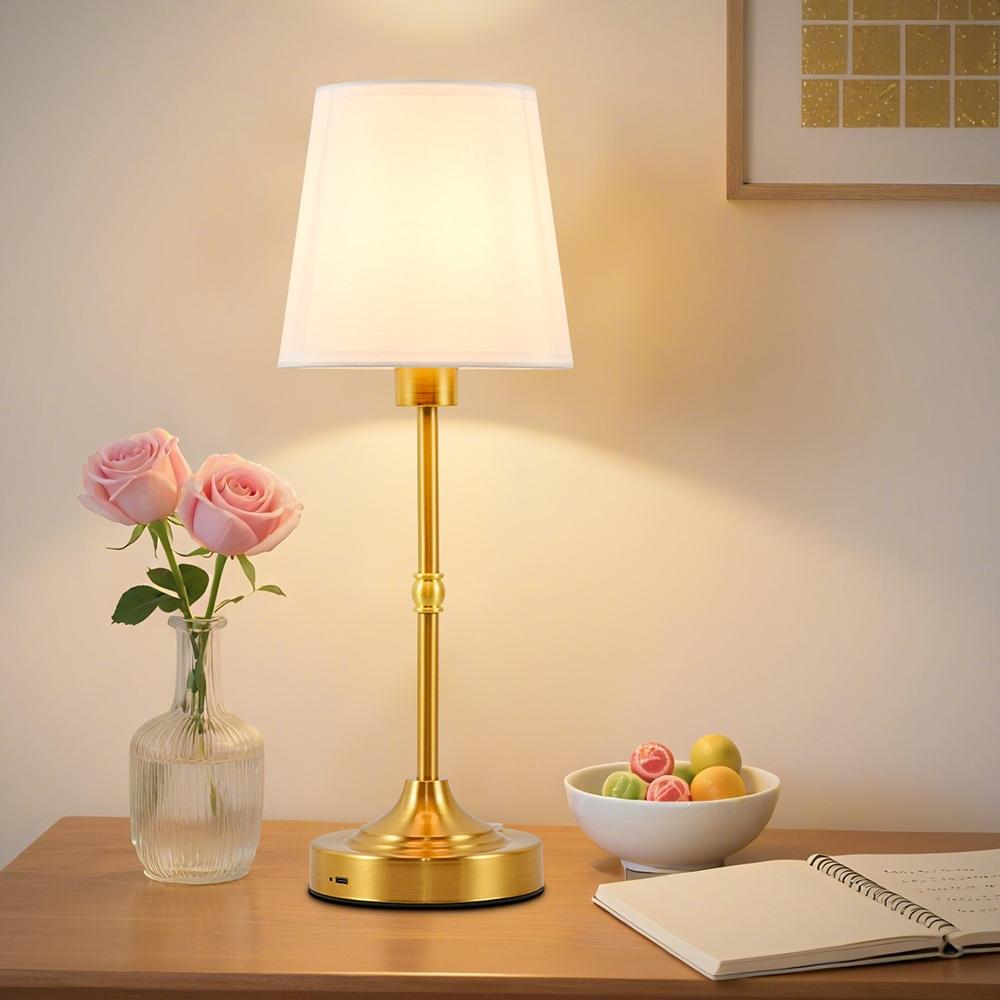 Fabric Desk Lamp Rechargeable Touch Table Light for Restaurant Hotel Room Bedside Decor Lighing