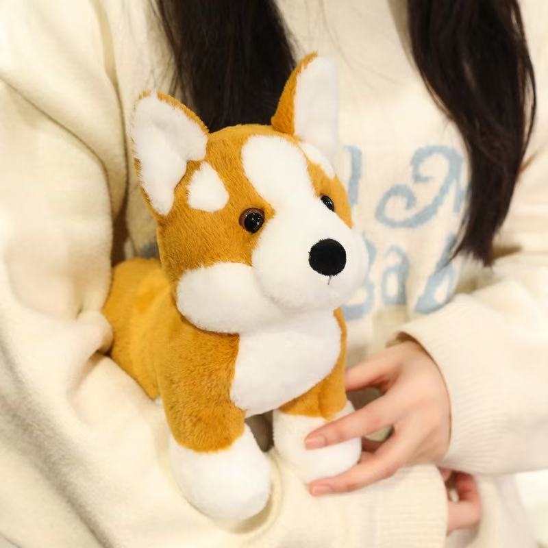 Hot Wholesale Holiday Gifts 28cm Standing Corgi Plush Toy Stuffed Hand Doll Cartoon Cute Pillow Home Decor Kids Birthday Gift