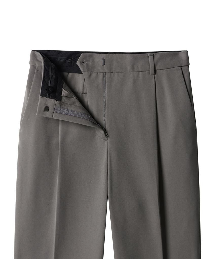 MUSINSA STANDARD WOMAN Women'S Heavyweight Fleece-Lined Loose Tapered Hidden Elastic Waist Slacks [Warm Gray]