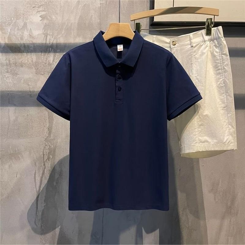 Men's Polo Shirt Summer New Short Sleeve Solid Color Turn-down Collar Casual Slim Fit Tops