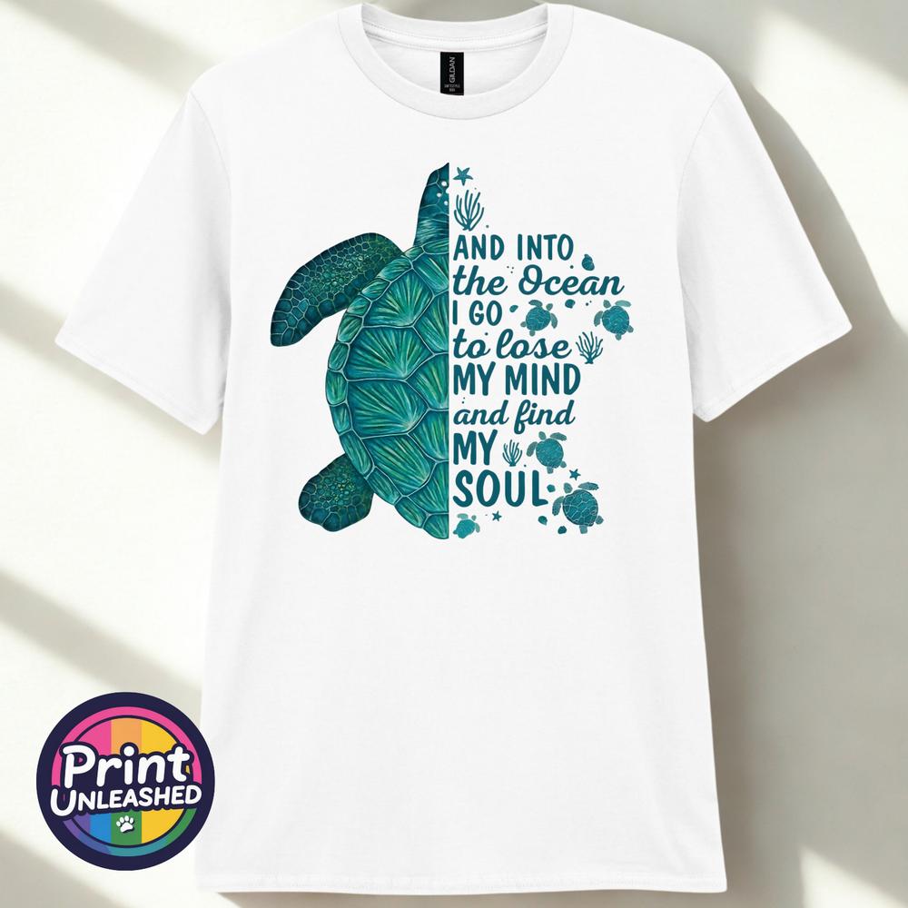 Sea Turtle Ocean Lover T Shirt And Into The Ocean I Go Find My Soul Tee Gift M