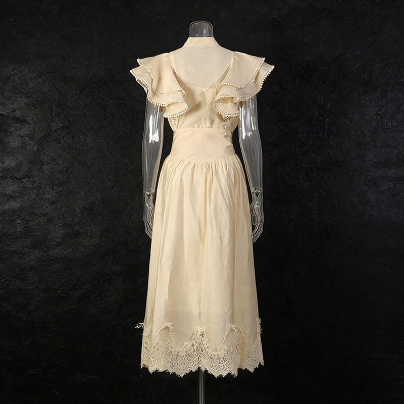 Retro Romantic Dress Set Women's Single-breasted Fly-sleeve Top + High-waist Slimming A-line Skirt