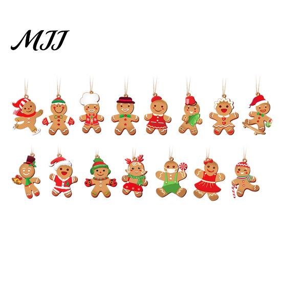 Holiday Tree Ornaments Gingerbread Man Hanging Ornaments, Wooden Figure Pendants, Decorations Rustic Christmas for Xmas Tree, Party Favors Decor