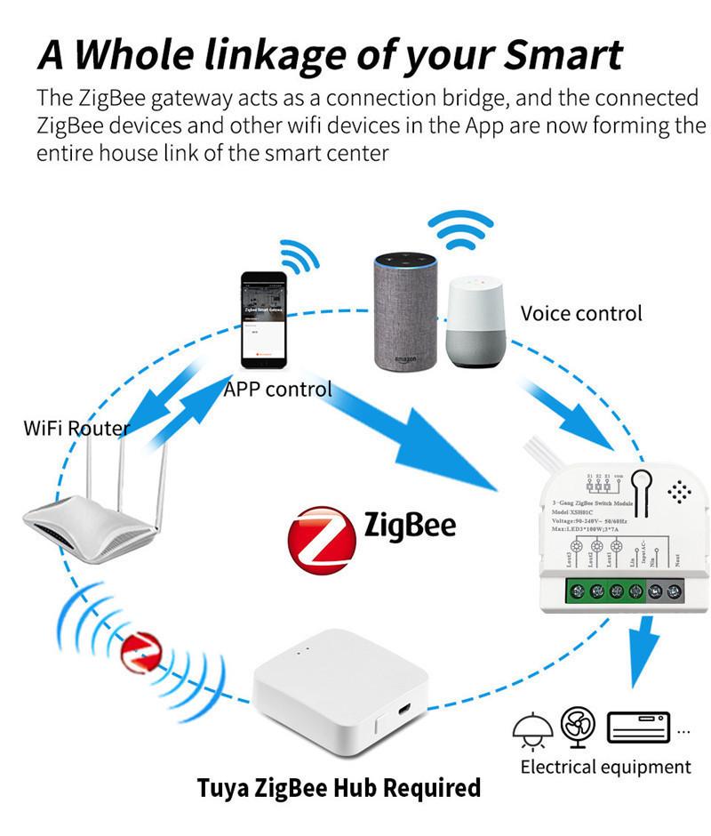 Zigbee Tuya Smart 3-Way On/Off Module for Alexa