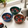 All In One Washing And Draining Bowl Ceramic Berry Swirl Bowl, Self Spinning Fruit Vegetable Cleaner with Healthy Kitchen Essentials for Produce