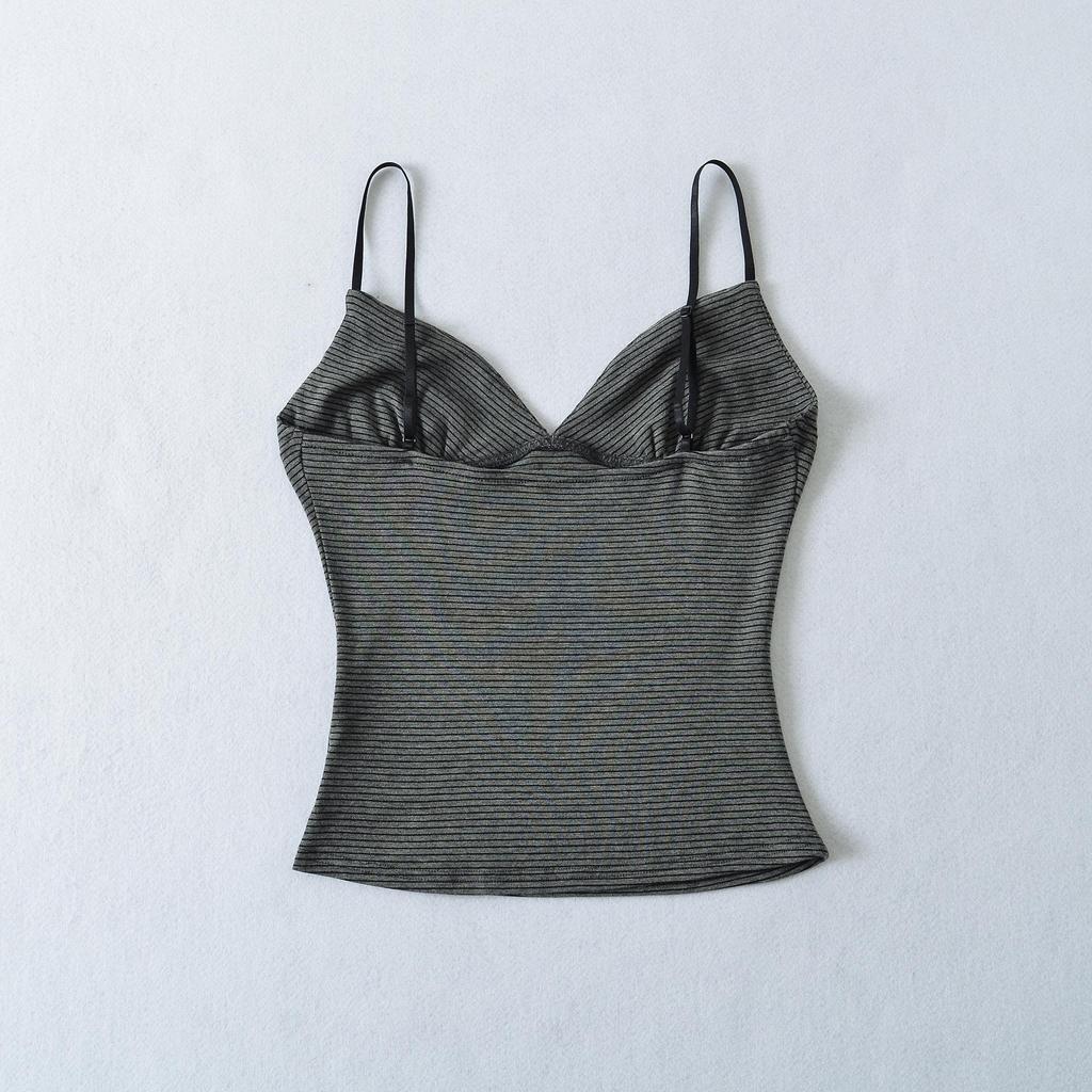 Women's Summer Three-Color Striped Camisole - Slim Fit, Stylish Back, Trendy American Style, Knitted Design