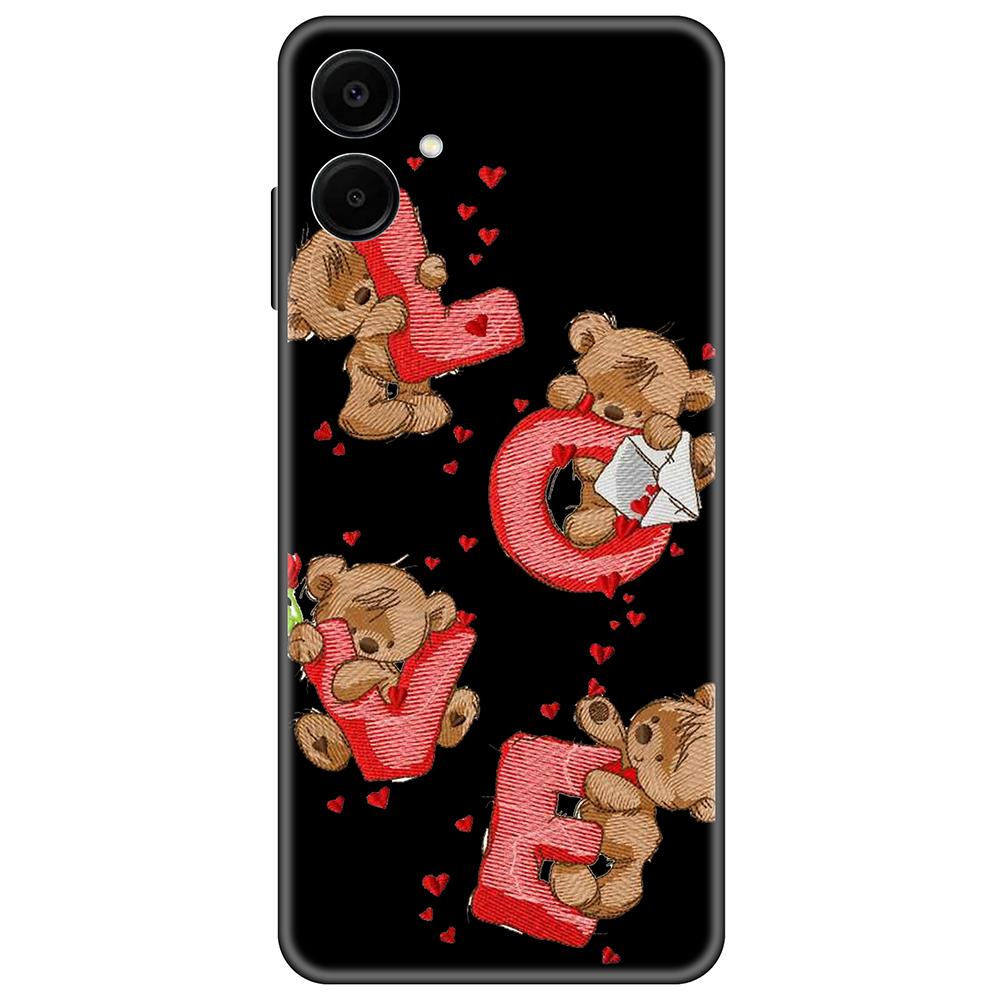for Samsung Galaxy A06 Black Case Cute Luxury 6.7inch Cases on GalaxyA06 Soft tpu Cover shockproof Bumper